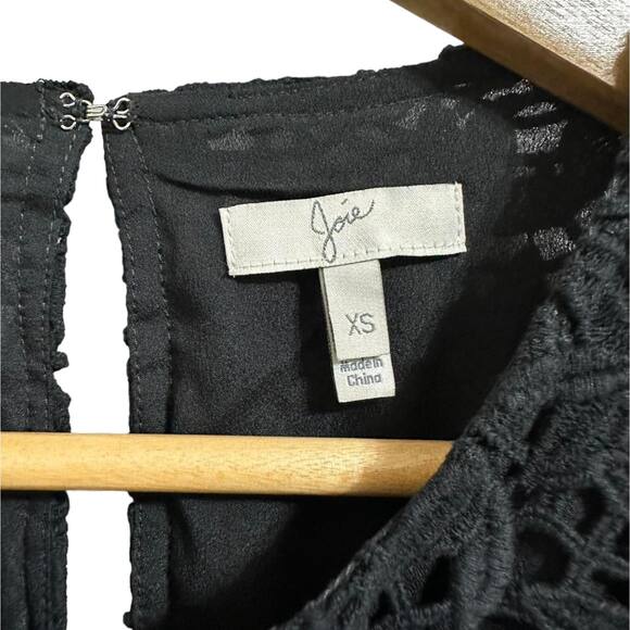 Joie Heavy Cotton Lace Shian Peplum Black Fully Lined Tank Top Size XS - Picture 4 of 6